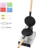 A commercial bubble waffle maker with various accessories laid out to the left. Produktbild-Vorschau