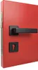 A red door with a black door handle and keyhole. Produktbild-Vorschau