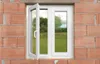 A white window frame with one pane open, set into a red brick wall. Anteprima dell’immagine prodotto