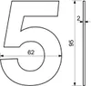 numero civico n. 5 95 mm in acciaio inox Anteprima dell’immagine prodotto 3