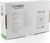 The image shows the back of the product packaging for an Octagon Spirit White Android TV Box. Produktbild-Vorschau