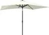 A rectangular patio umbrella with a sand-colored canopy and a black pole is shown against a white background. Produktbild-Vorschau