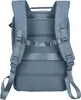 The back of a blue backpack is shown against a white background. Produktbild-Vorschau