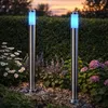 2x RGB LED Stehleuchte, 2x Steckdosen, Edelstahl H 110 cm Produktbild-Vorschau 2