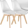 Two white chairs with wooden legs are shown against a white background. Náhled obrázku produktu