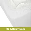 Close-up of a white fitted sheet on a mattress. Produktbild-Vorschau