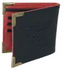 A black and red bi-fold wallet with embossed text on the front. Produktbild-Vorschau