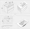 Collage of technical drawings and product images of a bathroom vanity and sink. Produktbild-Vorschau
