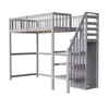 A gray loft bed with stairs and a slide, shown against a white background. Náhľad obrázku produktu