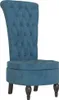 Polsterstuhl mit Hoher Rückenlehne Blau Samt Knopfheftung Produktbild-Vorschau 1