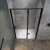 A modern bathroom shower enclosure with black framing and clear glass. Produktbild-Vorschau