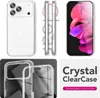A collage of images showcasing a clear phone case for an iPhone, including different views of the case and marketing text. Produktbild-Vorschau
