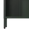 A close-up view of the bottom corner of a dark green metal shelf unit, showing one of its legs with a black foot. Anteprima dell’immagine prodotto