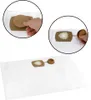 A white vacuum cleaner bag with a brown closure mechanism is shown, with close-up insets demonstrating how to use it. Produktbild-Vorschau