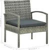 vidaXL Gartenstuhl mit Kissen Poly Rattan Grau Produktbild-Vorschau 6