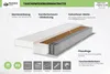 A cutaway diagram of a mattress showing its internal layers and features, with labels and icons. Produktbild-Vorschau