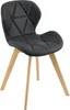 A single black chair with wooden legs against a white background. Produktbild-Vorschau