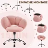 An instructional image showing the assembly steps for a pink office chair. Produktbild-Vorschau