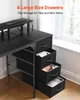 A black desk with drawers is shown in a room with a window in the background. Podgląd zdjęcia produktu
