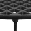 A close-up view of a black cast iron grill grate with a diamond pattern, attached to a black metal stand with a threaded adjustment mechanism. Produktbild-Vorschau