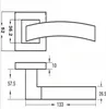 Technical drawing with dimensions of a door handle. Produktbild-Vorschau