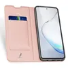 A pink leather flip case for a smartphone is shown open, with the phone inside and a card in the card slot. Produktbild-Vorschau