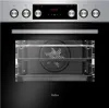 A front view of a modern oven with its door open, revealing the interior and racks. Produktbild-Vorschau