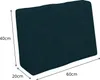 A dark green wedge-shaped cushion with dimensions indicated by arrows and text. Produktbild-Vorschau