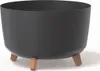 A dark gray planter with three wooden legs on a white background. Anteprima dell’immagine prodotto