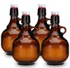 4er Set Bier-Glasflaschen Growler (1 L) – bernsteinfarbene Produktbild-Vorschau 1