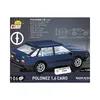 The image shows the packaging of a toy car model, specifically a COBI building block set of a FSO Polonez 1.6 Caro. Podgląd zdjęcia produktu