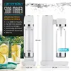 A white soda maker with two bottles and two glasses of sparkling water with lemon slices. Produktbild-Vorschau