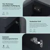 Collage of close-up images showing features of a bathroom cabinet. Produktbild-Vorschau