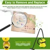 A vacuum cleaner bag and a vacuum cleaner are shown with text overlays and graphics. Produktbild-Vorschau