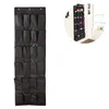 A black fabric over-the-door shoe organizer with 24 pockets is shown hanging against a white background. A smaller inset image shows the organizer in use, filled with shoes and other items. Produktbild-Vorschau