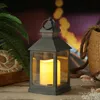 LED Laterne mit Kerze - warmweiss flackernde LED - H- 23cm - Batteriebetrieb - grau Produktbild-Vorschau