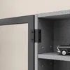 SoBuy Wandvitrine FSB113-DG mit Glastür und schwarzen Metallbeschlägen, gefüllt mit Spielzeugautos Anteprima dell’immagine prodotto