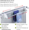 A towel rack attached to a radiator, with two towels hanging on it. Produktbild-Vorschau