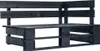 A black wooden corner sofa made from pallets, shown against a white background. Produktbild-Vorschau