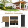 A collage of images showcasing a garden table and its construction details, set against a backdrop of a modern outdoor living space. Anteprima dell’immagine prodotto