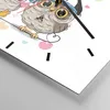 Wanduhr - Quadrat - Glasuhr - Eule zeichnung farbig muster Produktbild-Vorschau 5