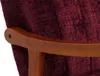 A close-up view of a wooden armrest on a burgundy fabric chair. Anteprima dell’immagine prodotto
