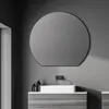 A modern bathroom vanity with a rectangular sink and a large round mirror above it. Anteprima dell’immagine prodotto