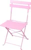 A pink metal folding bistro chair is shown against a white background. Produktbild-Vorschau
