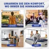 A collage of four images showing an inflatable mattress being used in different scenarios: outdoors, indoors with a family, during a move, and with guests. The top text is a marketing slogan. Anteprima dell’immagine prodotto