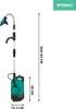 A product shot of an electric rain barrel pump with dimensions indicated. Produktbild-Vorschau