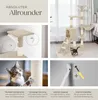 A collage of images showcasing a cat tree, its features, and a cat interacting with it. Produktbild-Vorschau