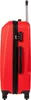 Side view of a red suitcase with a black handle and wheels, and a silver telescopic handle extended. Produktbild-Vorschau