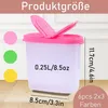 A pink and white spice shaker with colored dots and text overlays indicating product size and quantity. Produktbild-Vorschau