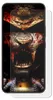 A close-up of a phone screen protector with a graphic of a samurai helmet and a bloody tiger face. Produktbild-Vorschau